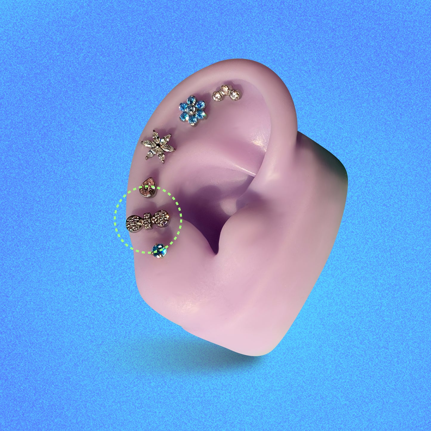 CZ Ribbon Flatback Titanium Earring