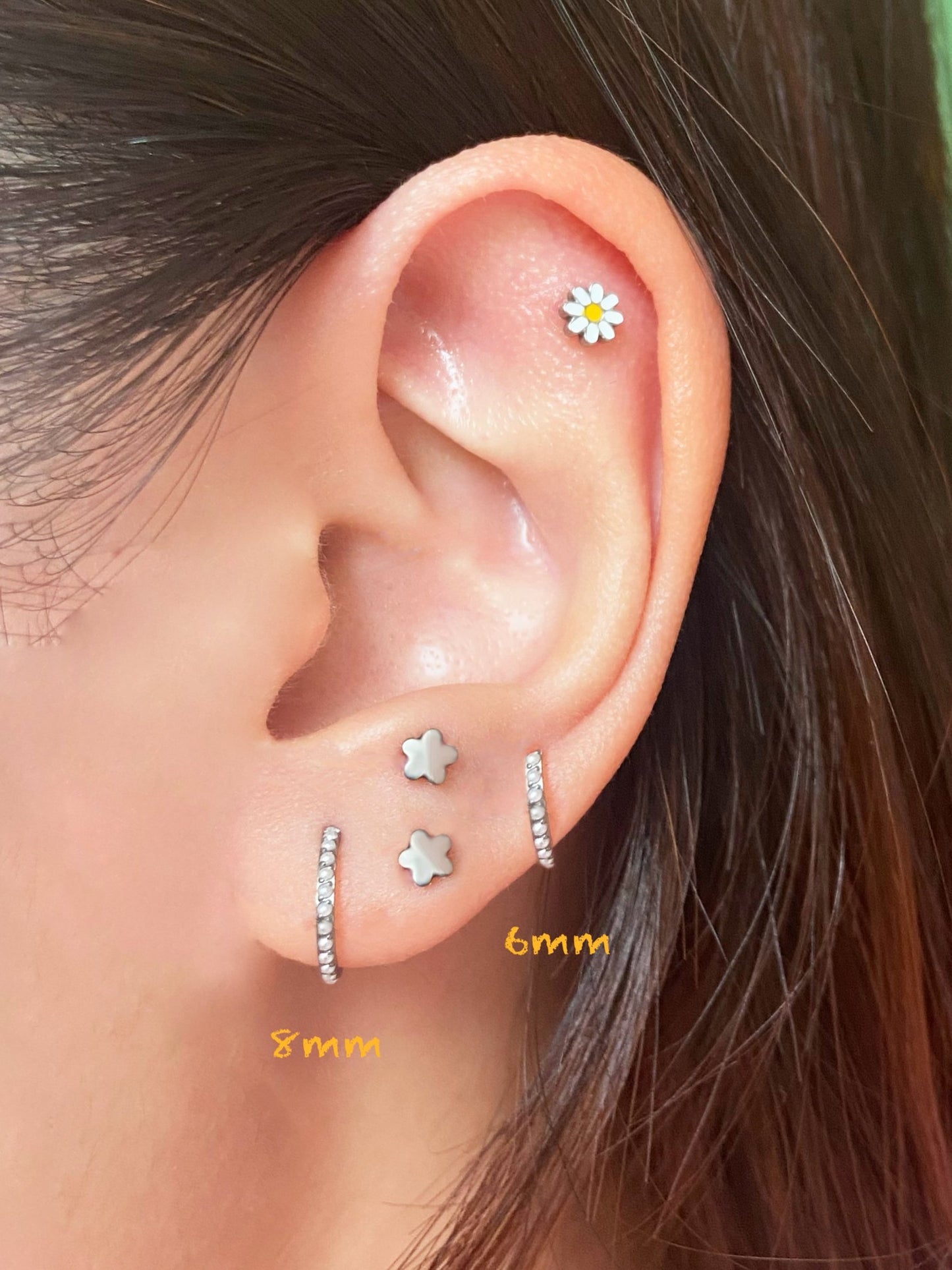 Titanium Pearl Studded Clicker Hoop