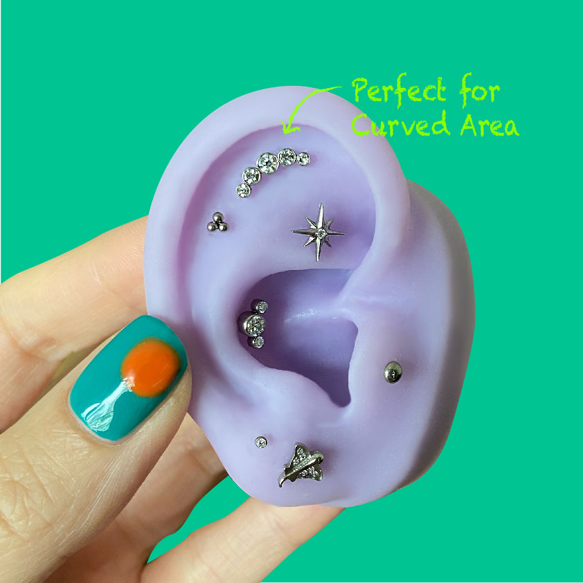 CZ Bubble Flatback Top Titanium Flatback Earring