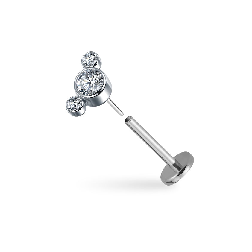CZ Trio Flatback Titanium Earring
