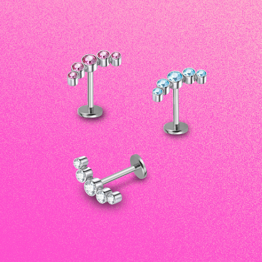 CZ Bubble Flatback Top Titanium Flatback Earring