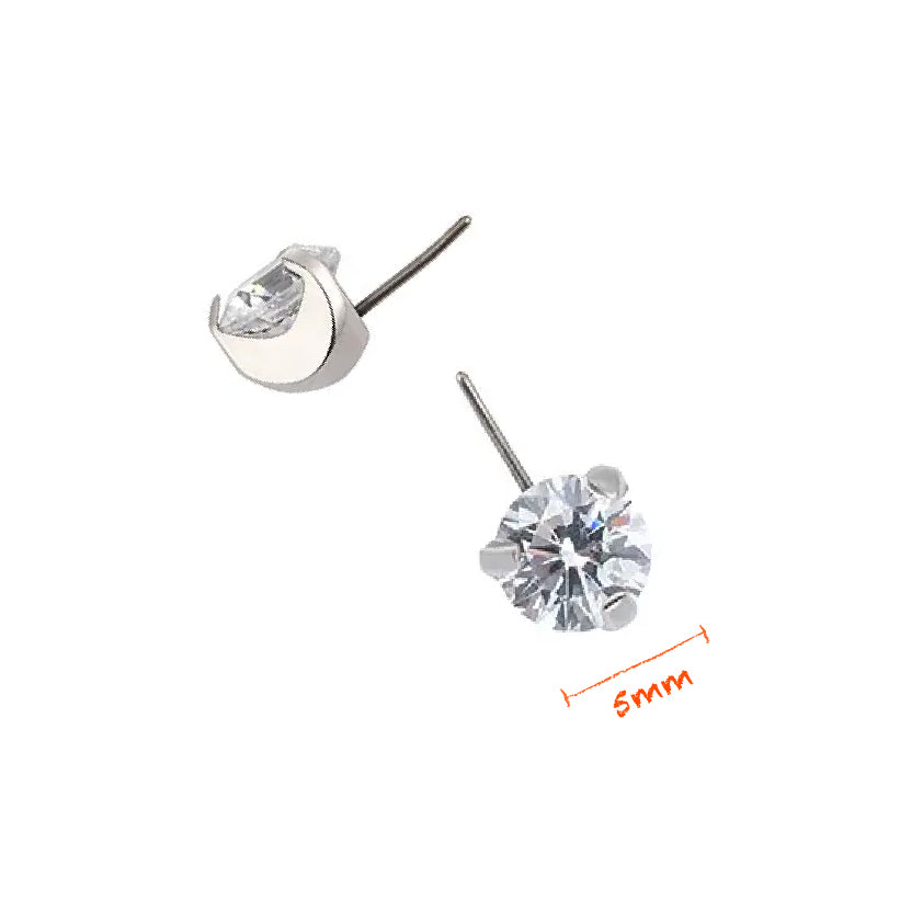 CZ Front-Facing Flatback Titanium Earring