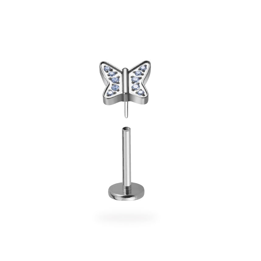 CZ Social Butterfly Titanium Flatback Earring