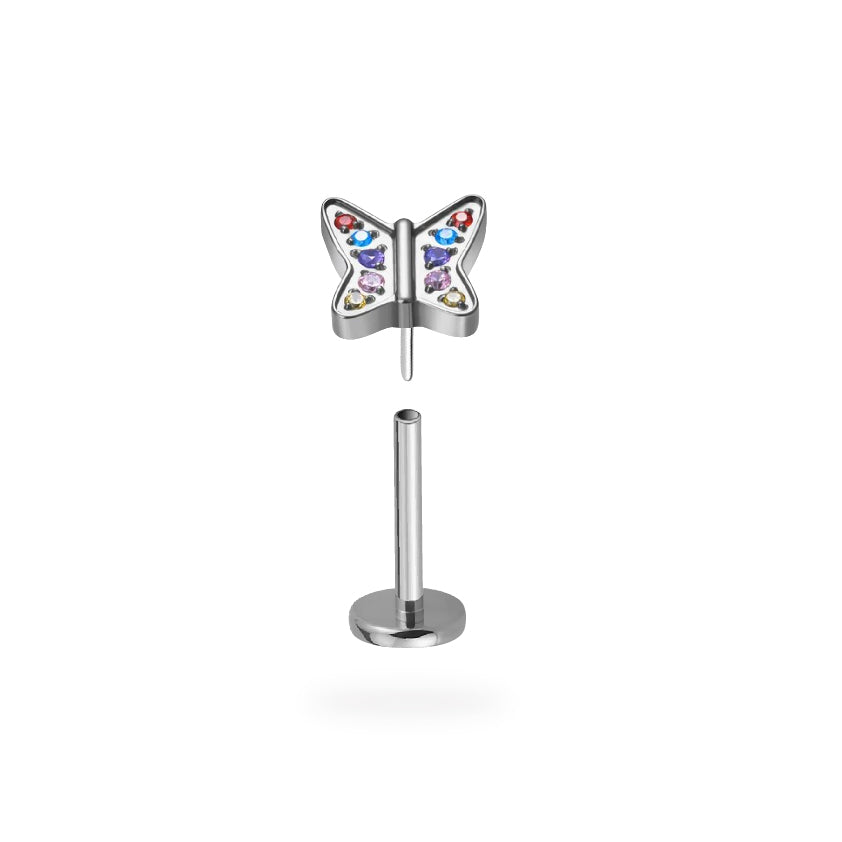 CZ Social Butterfly Titanium Flatback Earring
