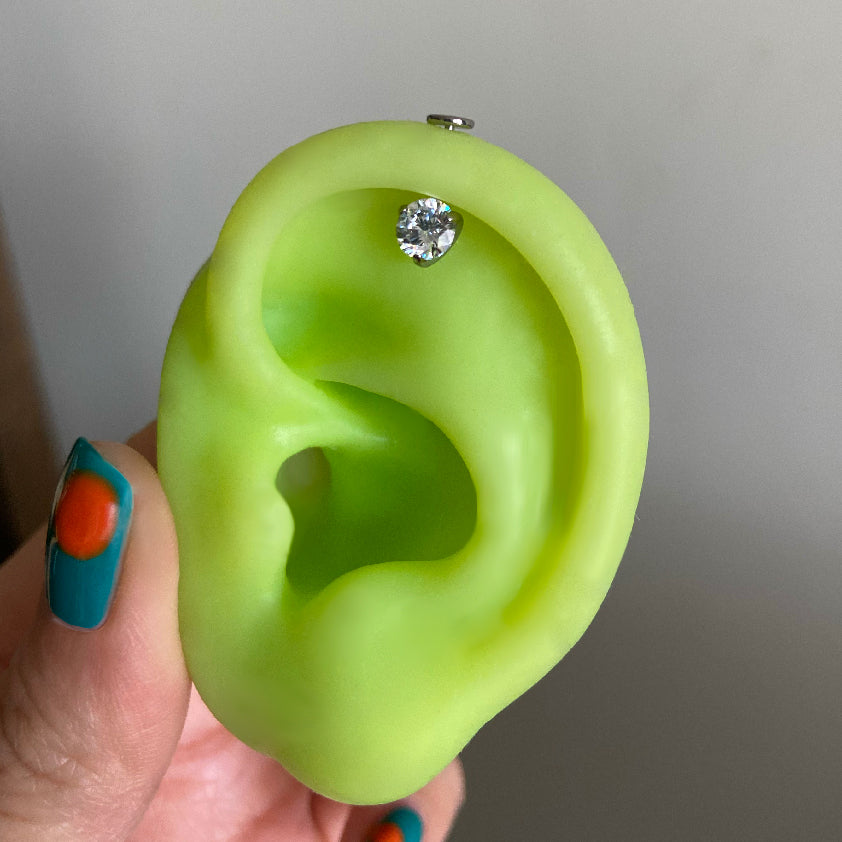 CZ Front-Facing Flatback Titanium Earring