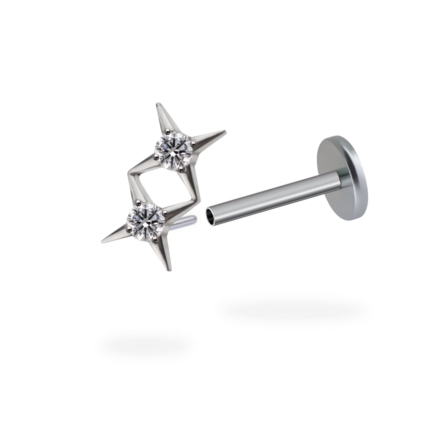 Double Bling Flatback Titanium Earring
