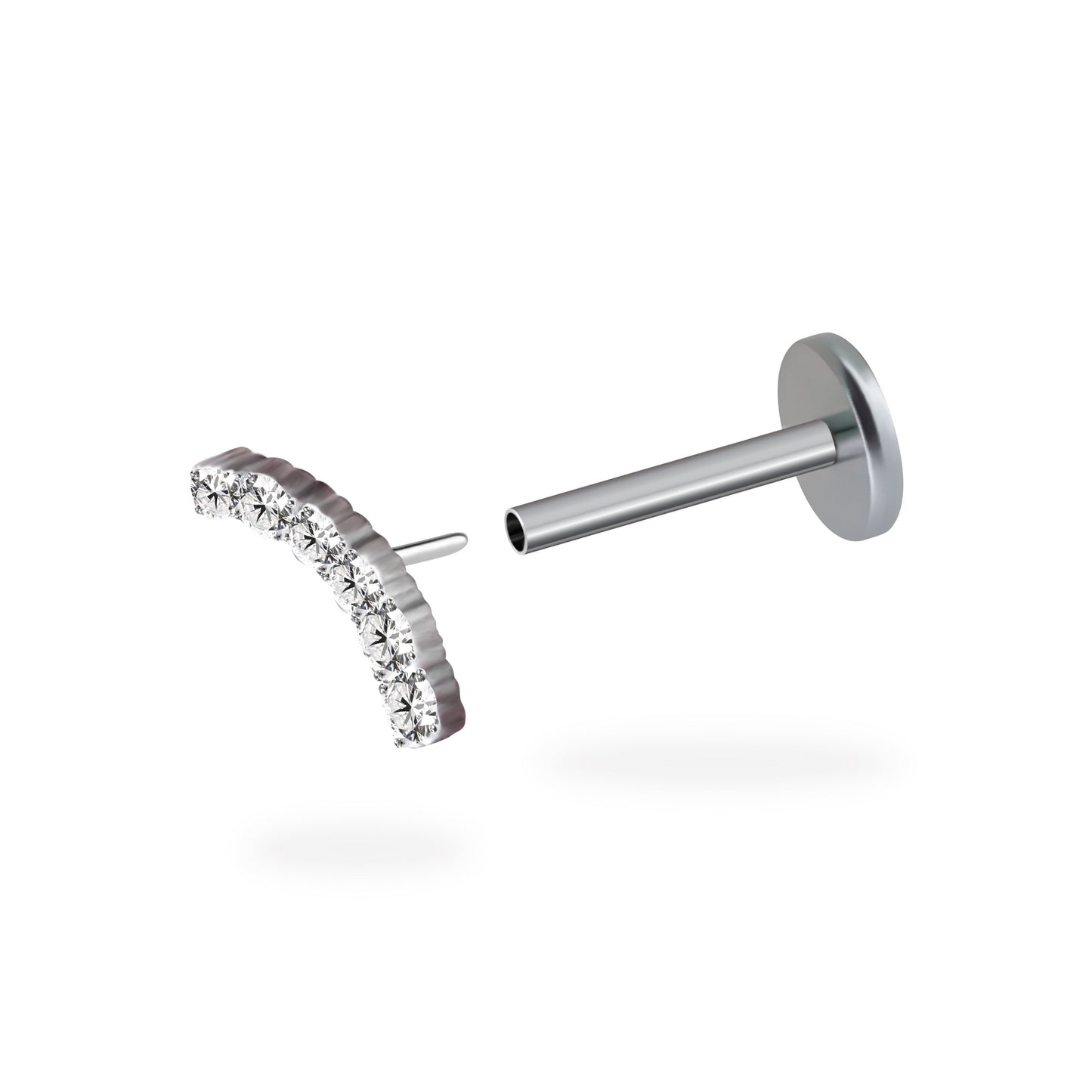 CZ Grand Curved Flatback Titanium Earring