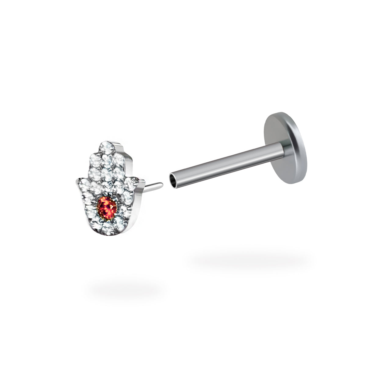 CZ Hamsa Lucky Hand Flatback Titanium Earring