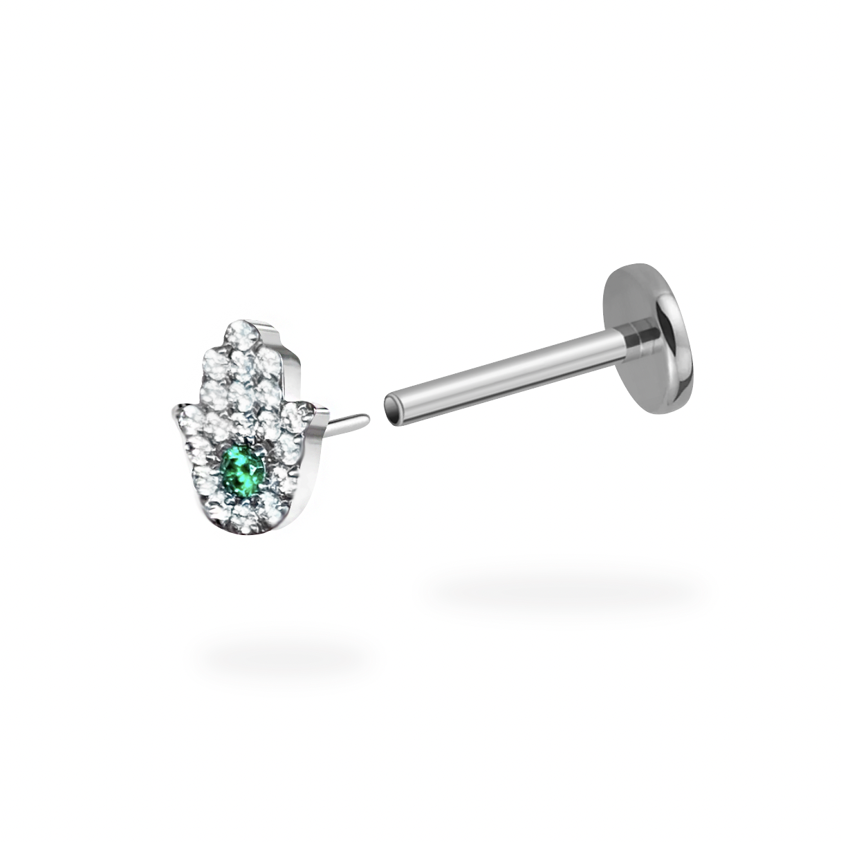 CZ Hamsa Lucky Hand Flatback Titanium Earring