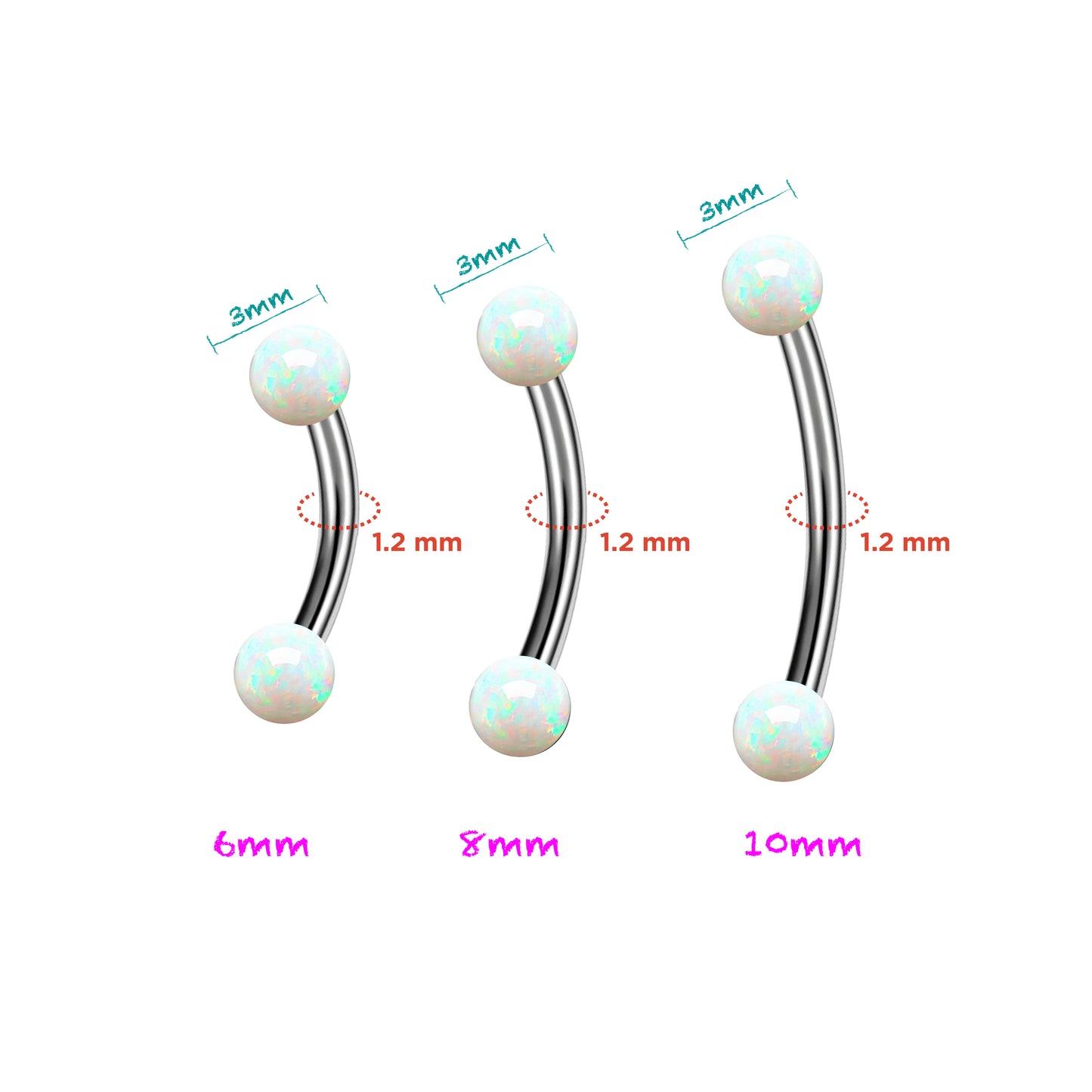 Two Side Opal Curved Barbell