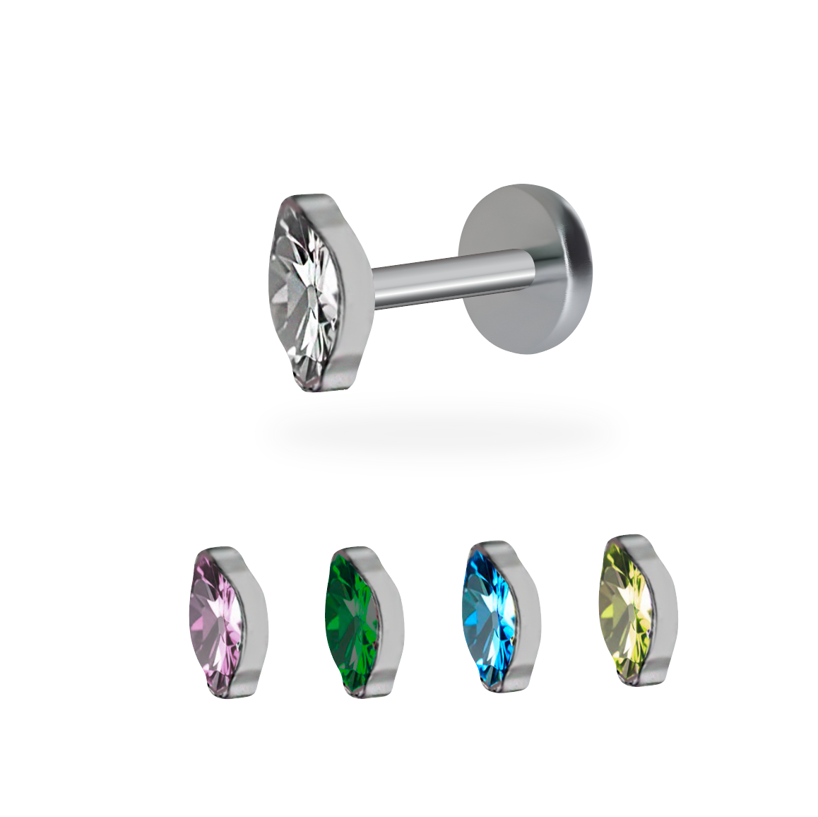 CZ Marquise Flatback Titanium Earring
