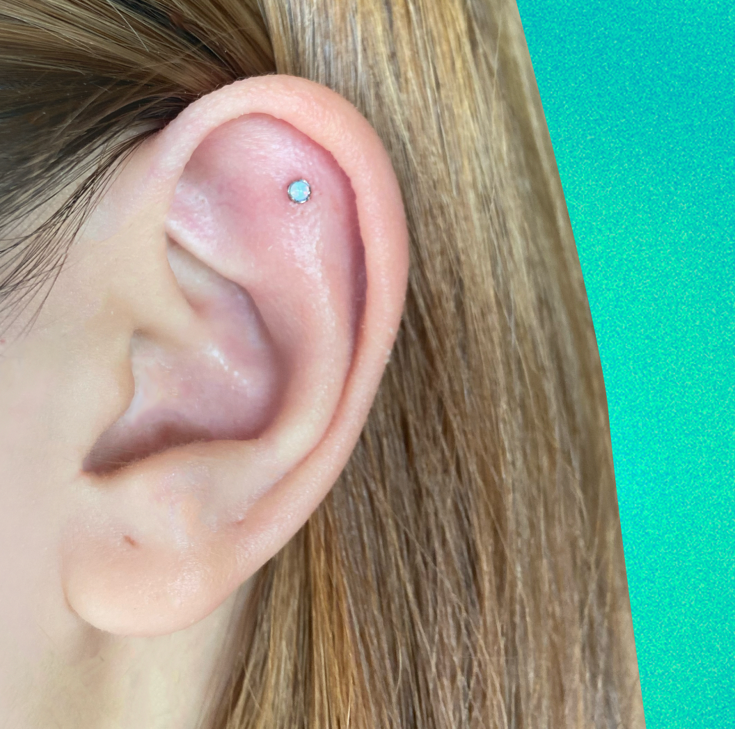 Faux Opal Flatback Titanium Earring