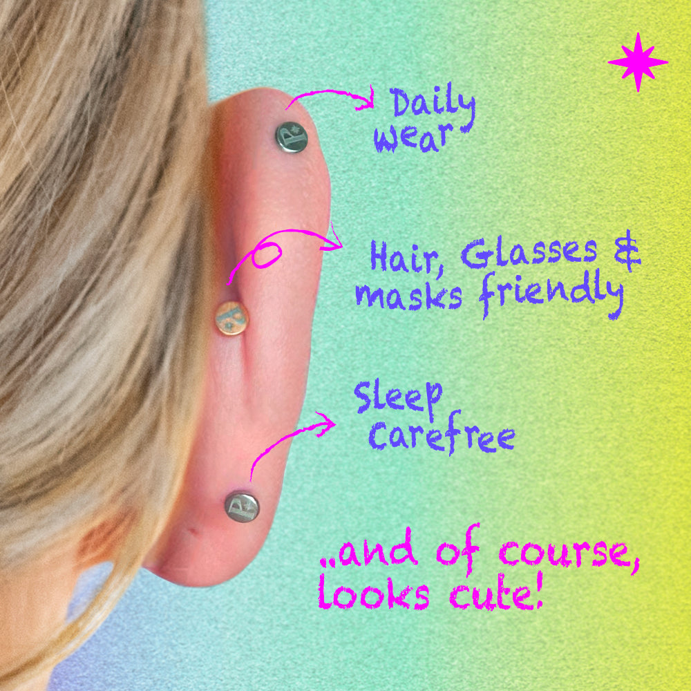 PiJi Star / Heart Titanium Reversible Earring