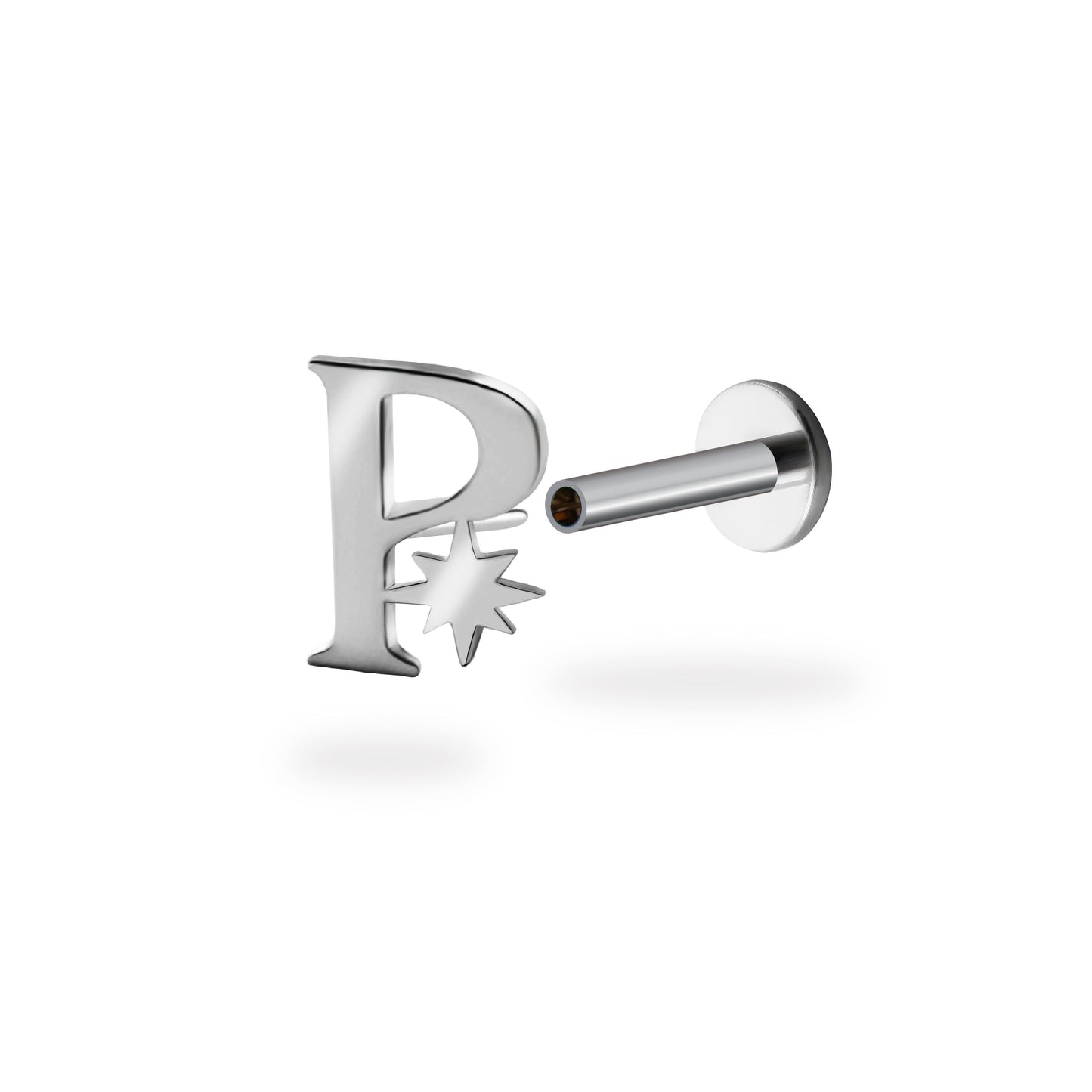 PiJi 'P' Monogram Flatback Titanium Earring