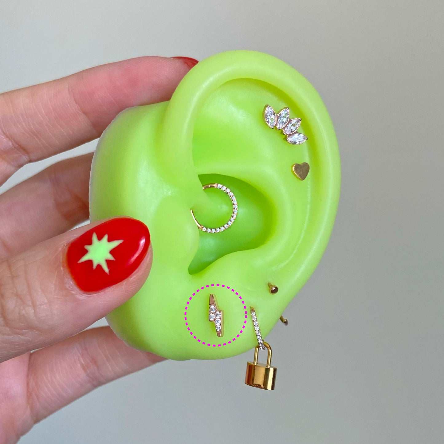 CZ Lightning Flatback Titanium Earring