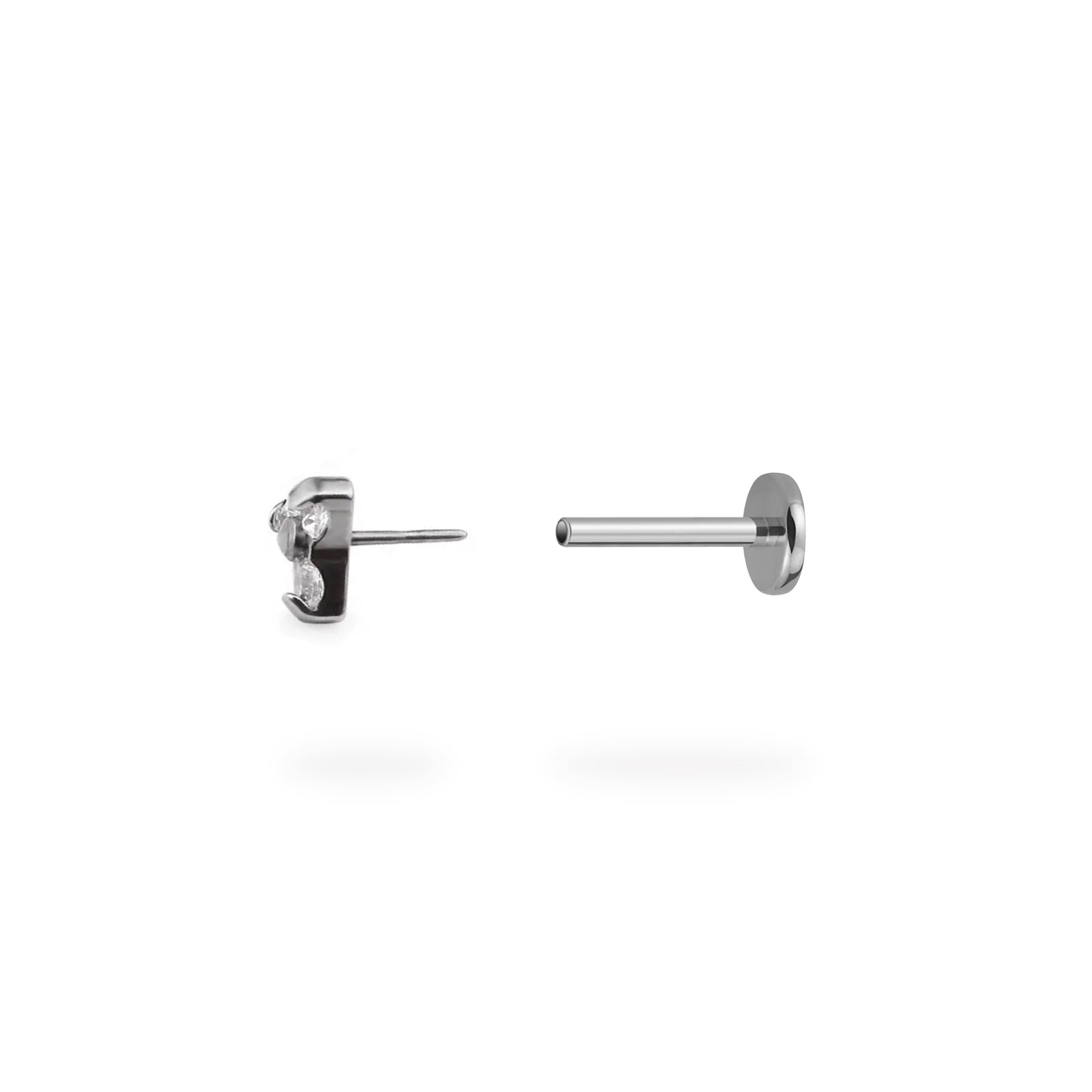 Trinity CZ Flower Flatback Titanium Earring