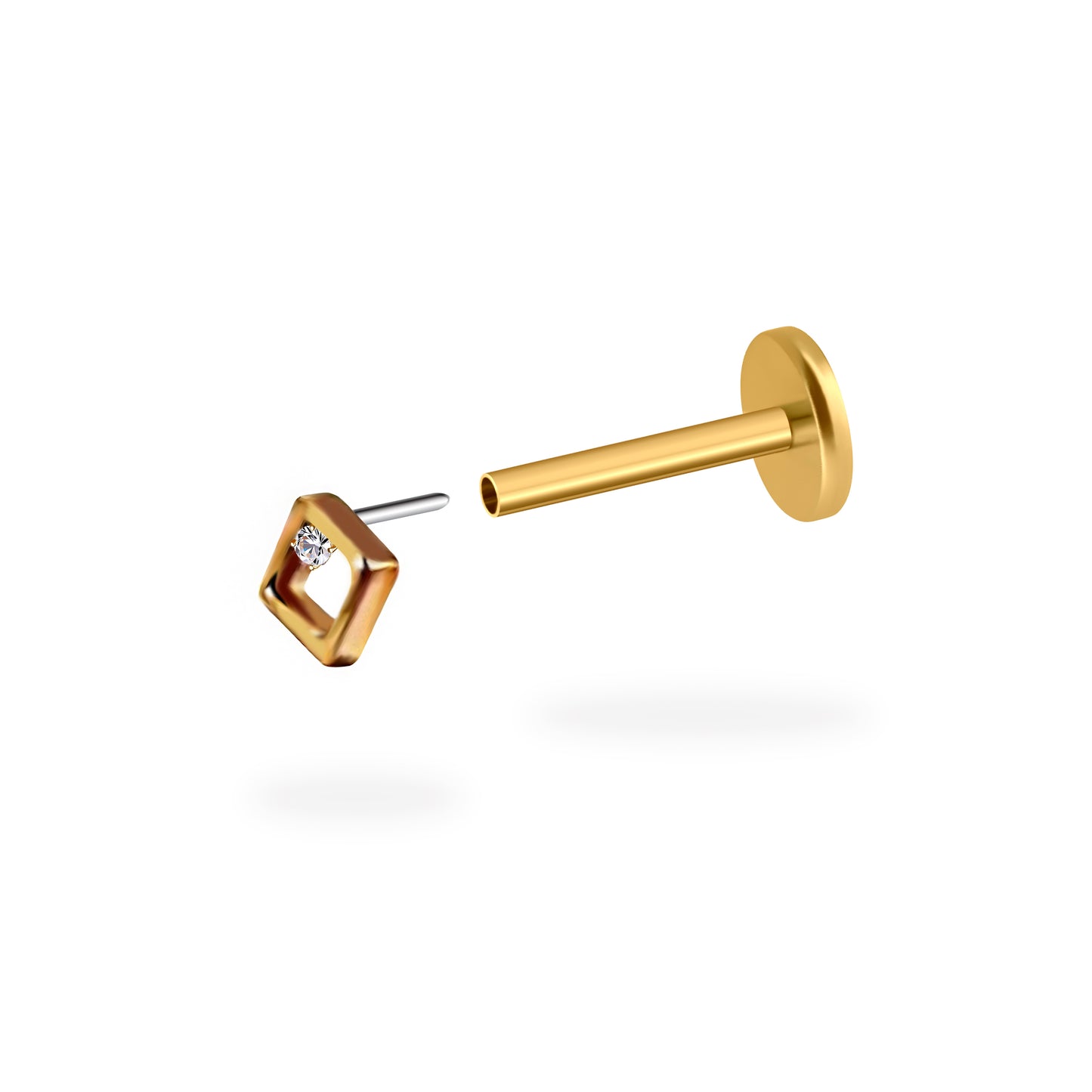 CZ Frame Flatback Titanium Earring