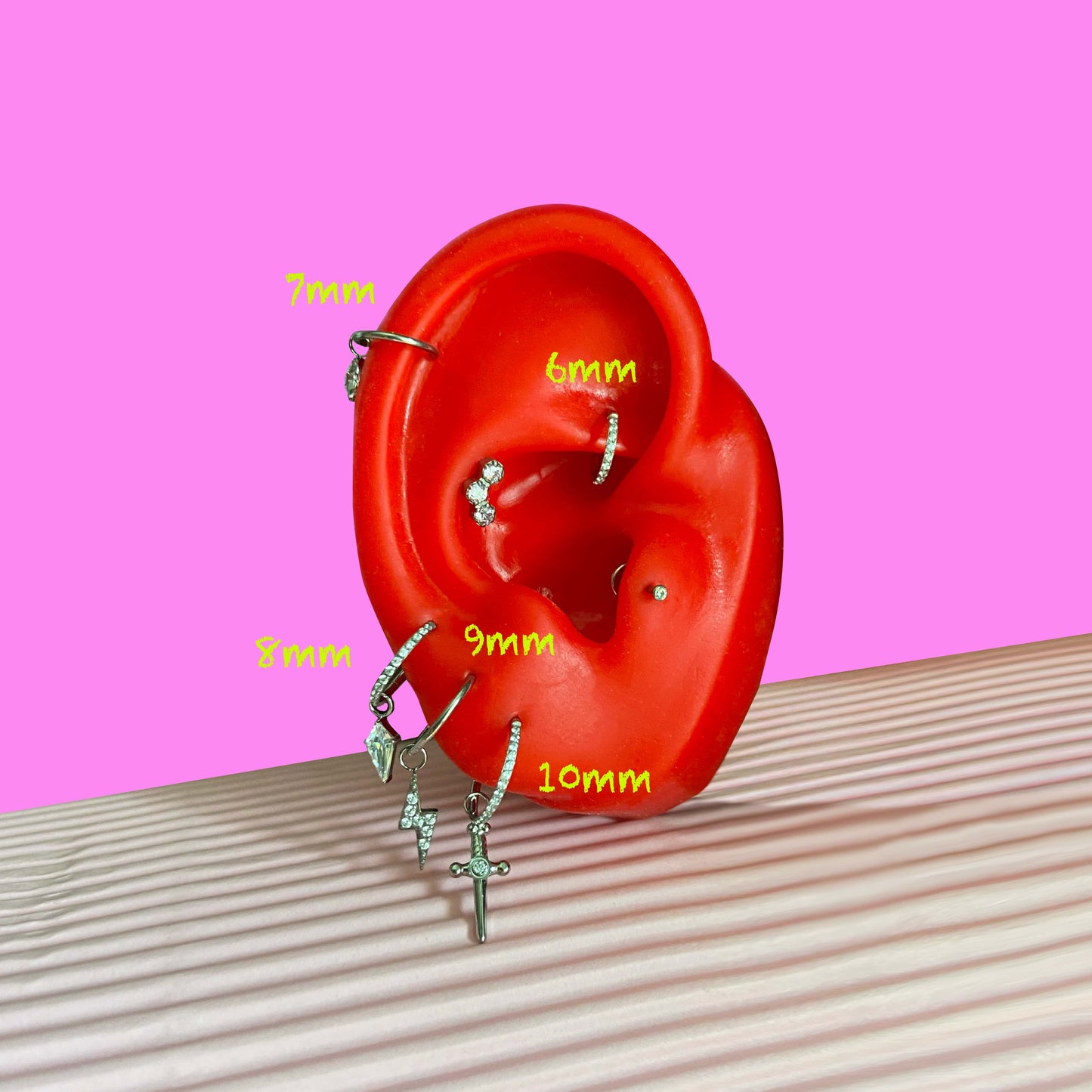 Titanium CZ Studded Slim Clicker Hoop