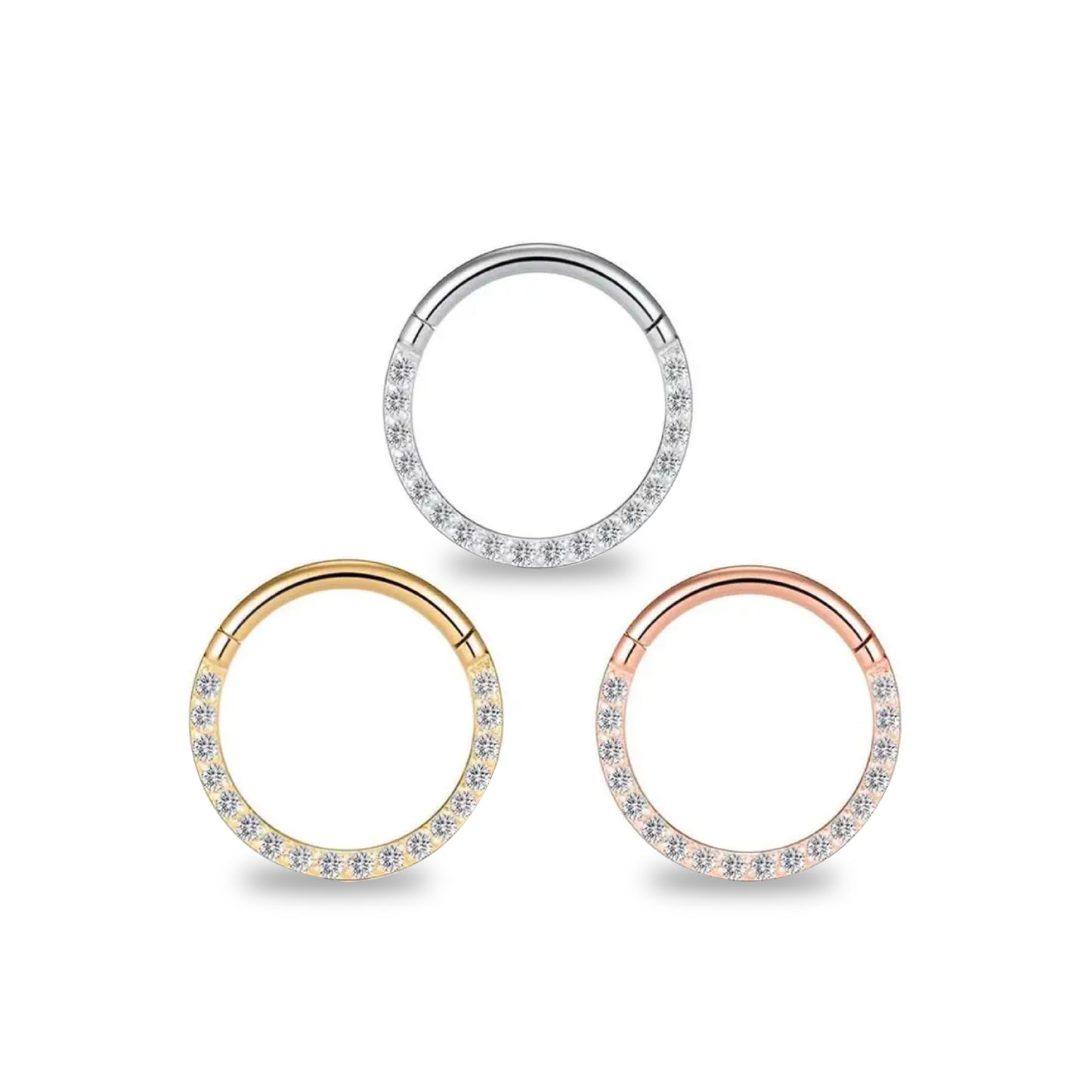 Titanium Side Studded CZ Clicker Hoop