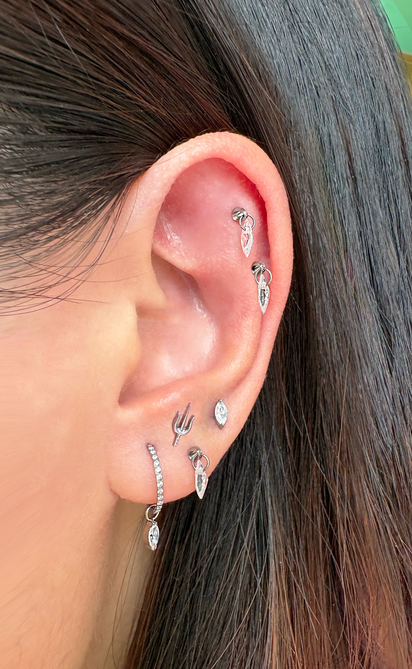 Poseidon Fork Flatback Titanium Earring