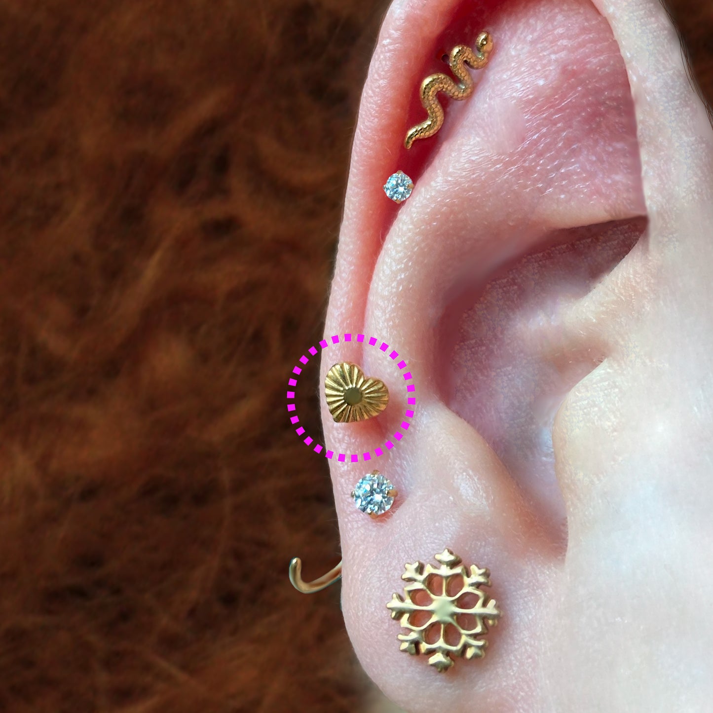 Radiant Heart Flatback Titanium Earring