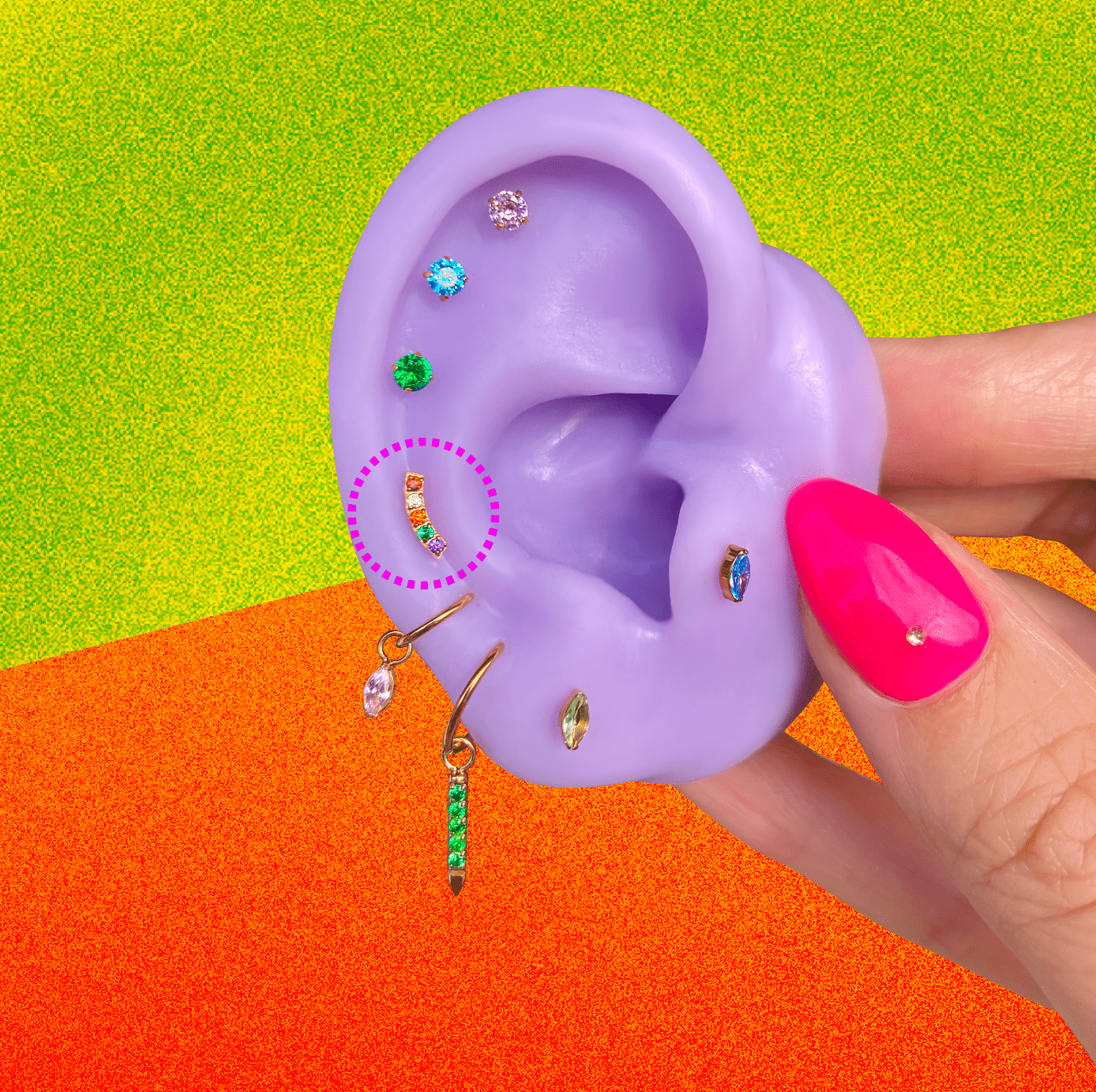 CZ Rainbow Flatback Earring