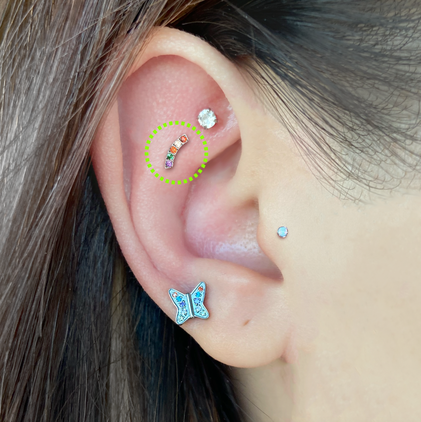 CZ Rainbow Flatback Earring