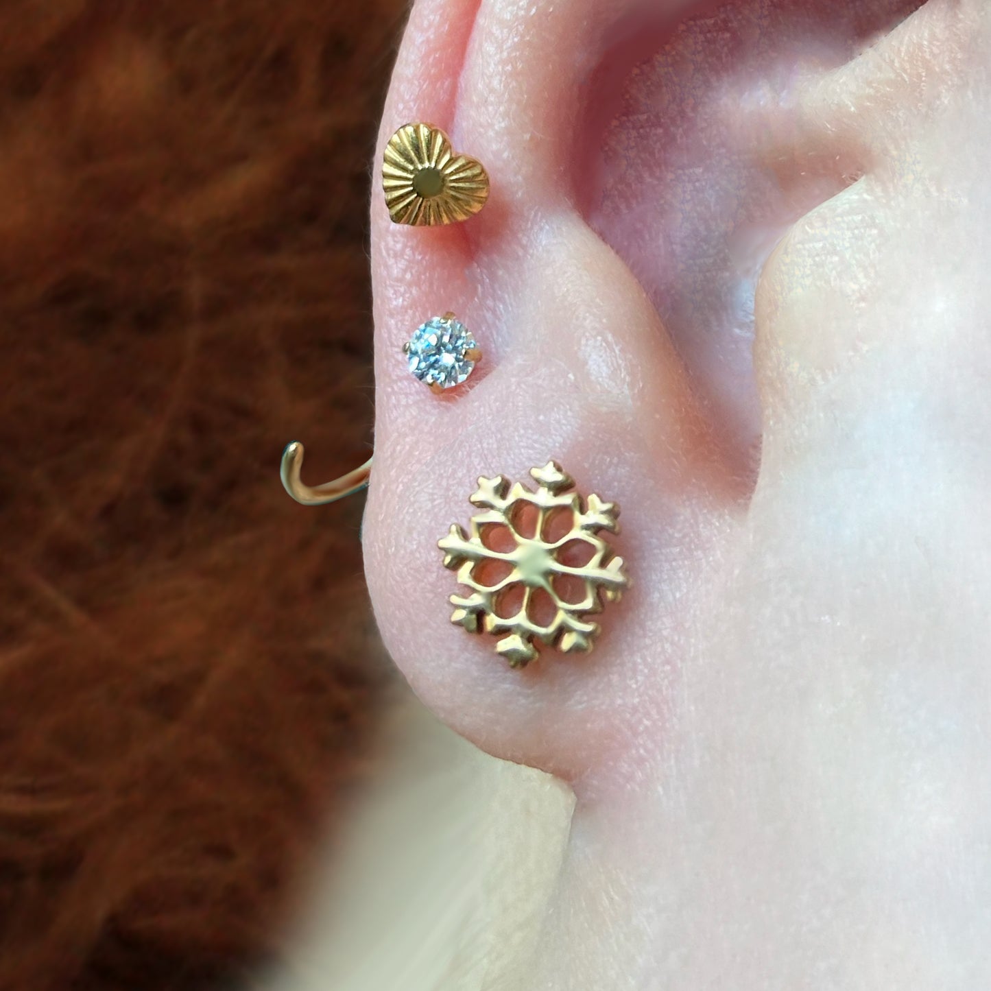 Snowflake Flatback Titanium Earring
