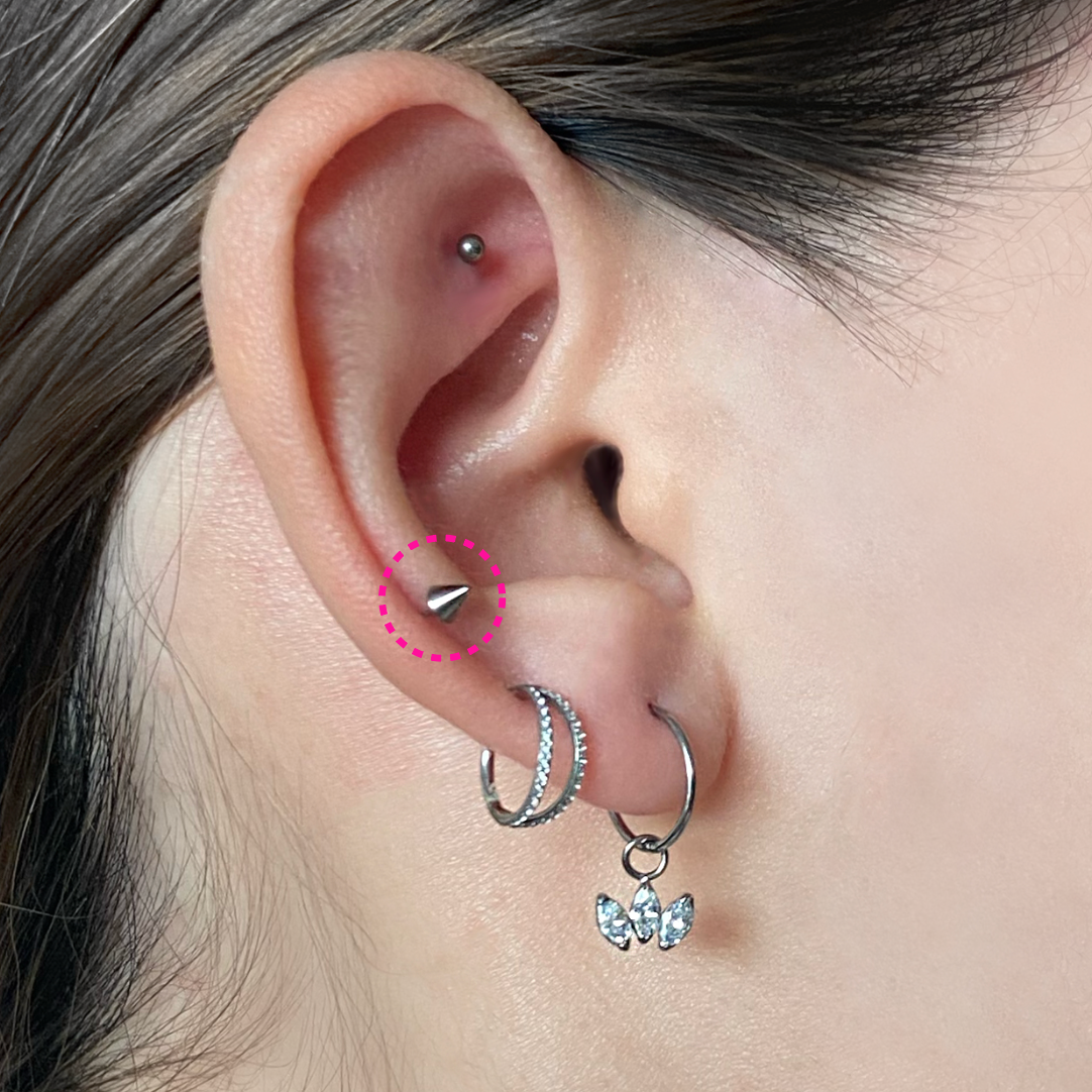 Spike Flatback Titanium Earring
