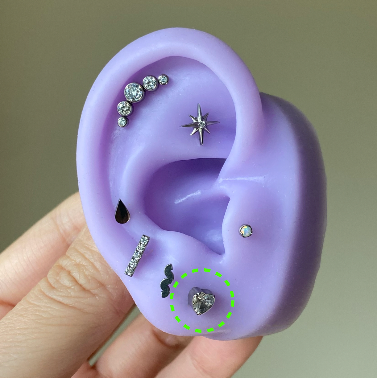 CZ Sweetheart Flatback Titanium Earring