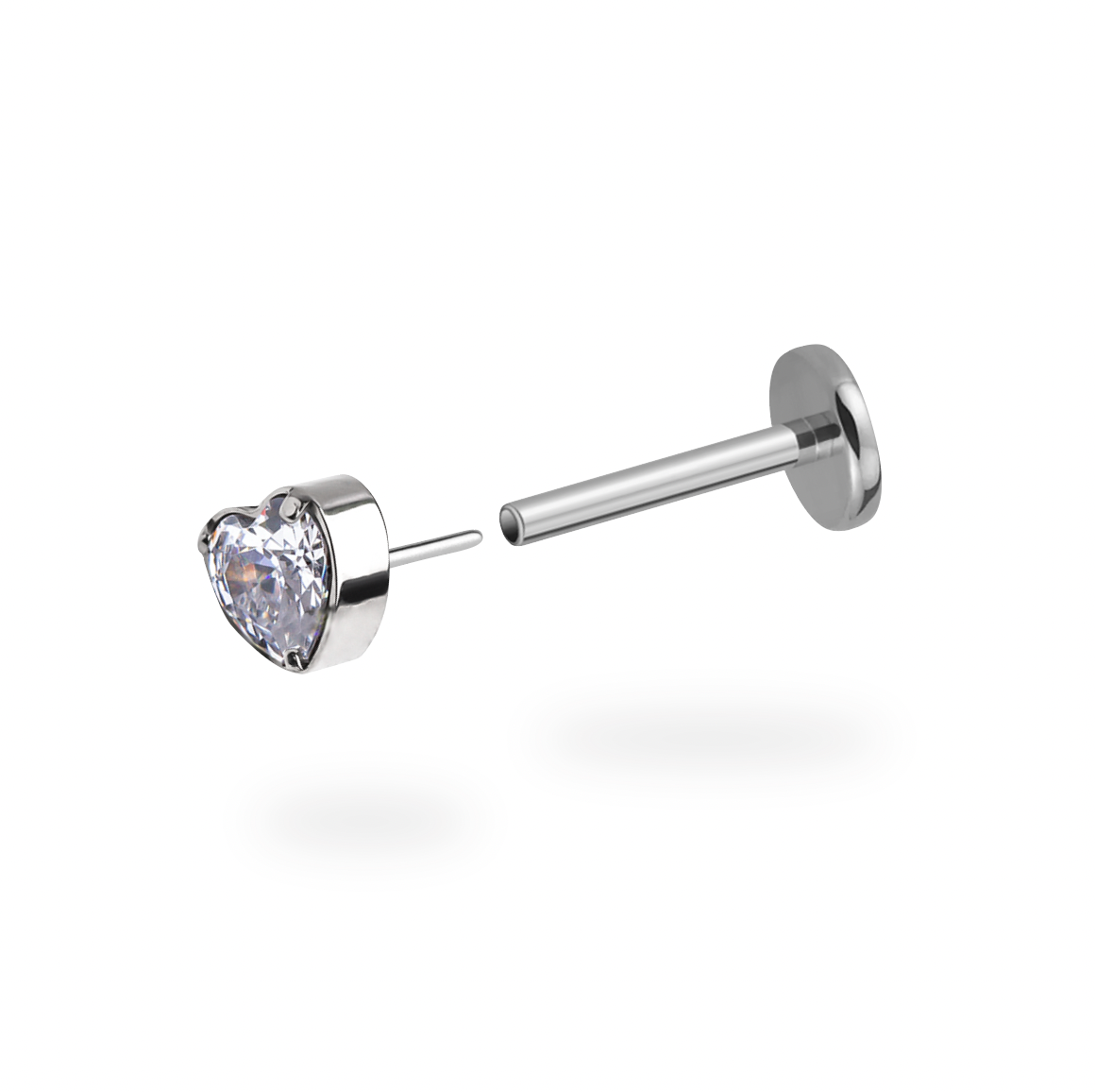 CZ Sweetheart Flatback Titanium Earring