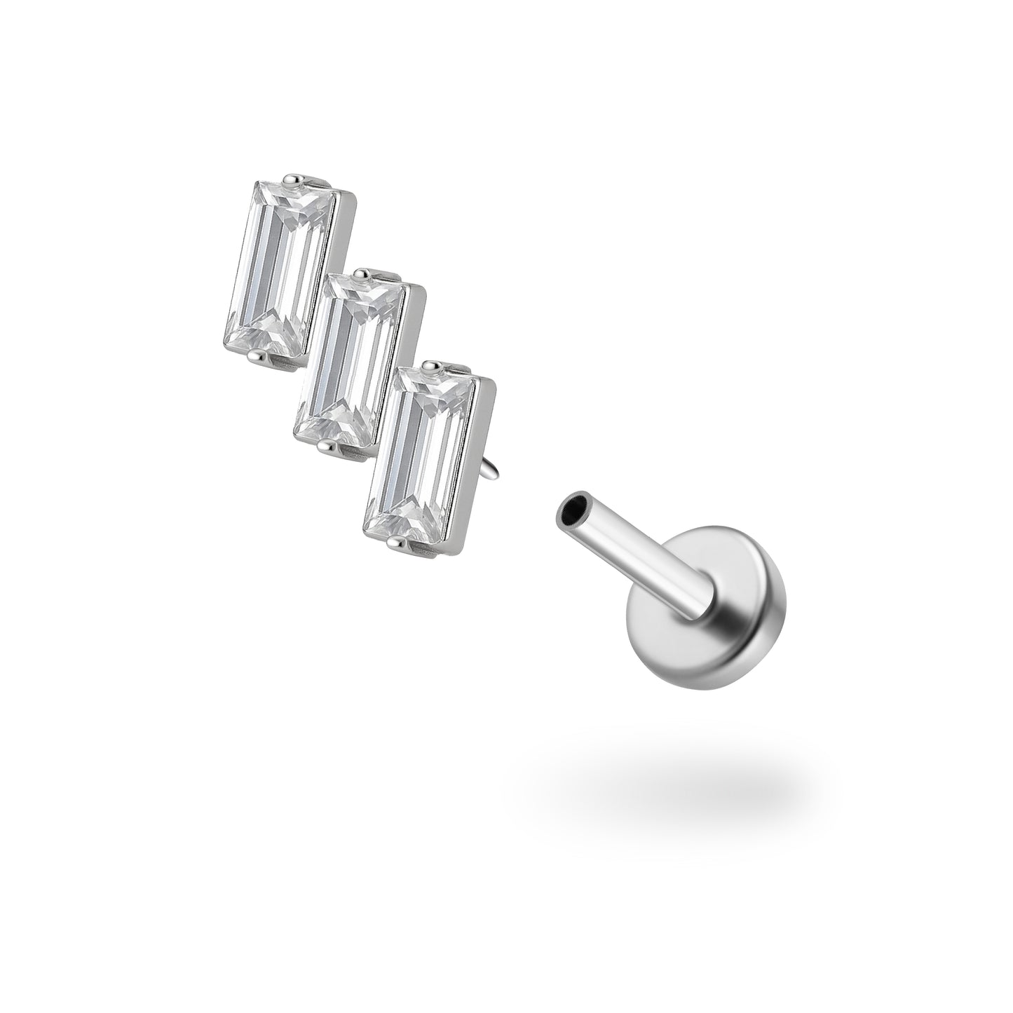 CZ Tribloc Titanium Flatback Earring