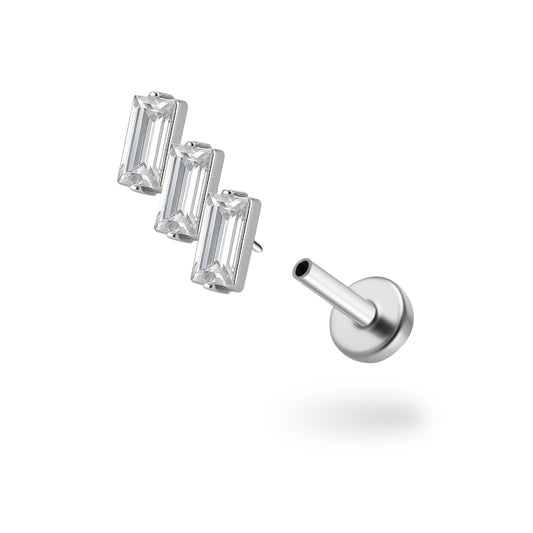 CZ Tribloc Titanium Flatback Earring