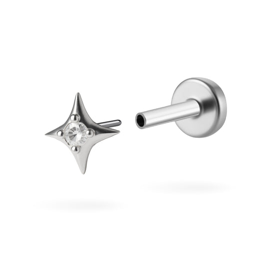 CZ Mini Bling Star Flatback Titanium Earring