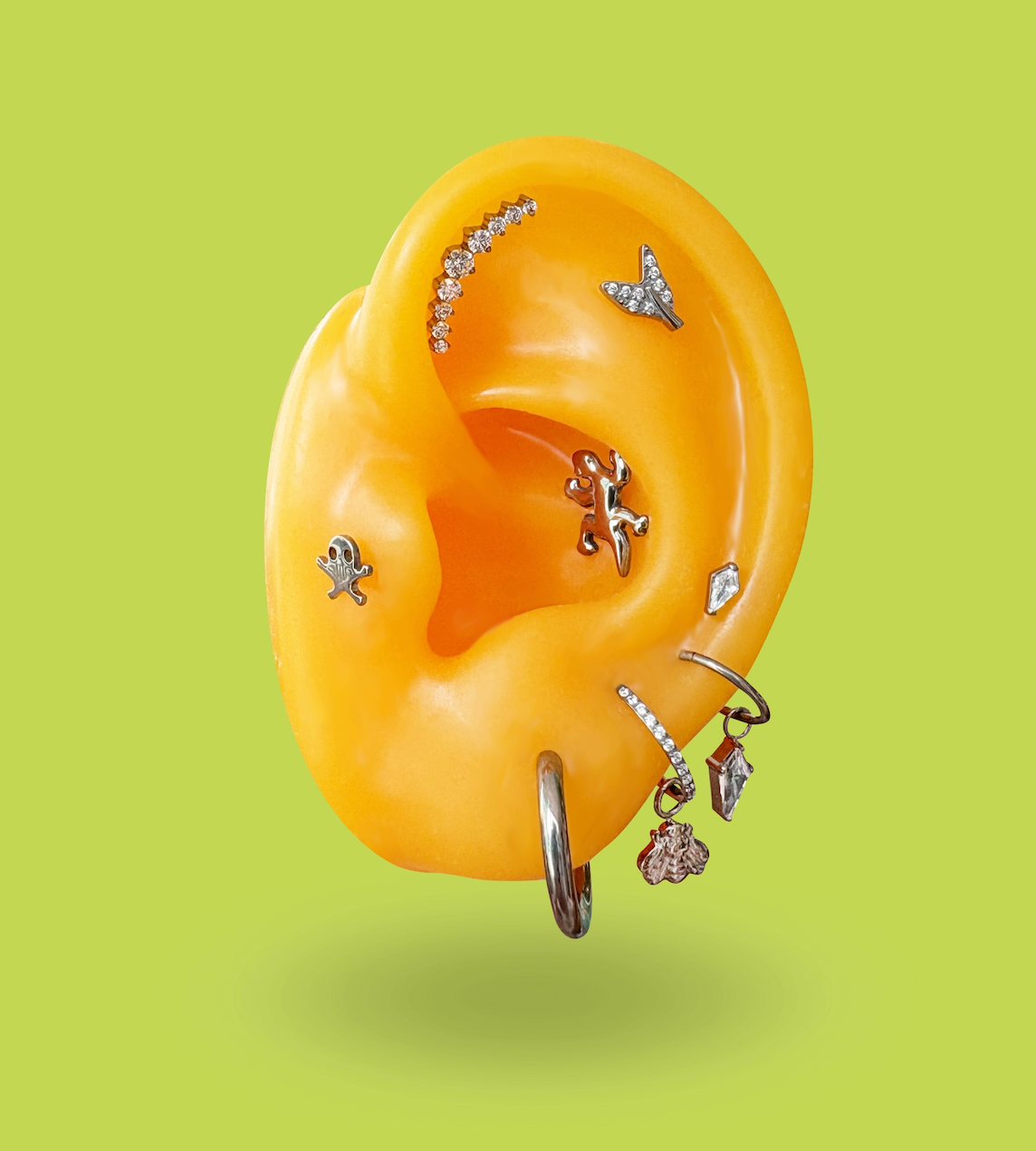 CZ Mermaid Tail Titanium Flatback Earring