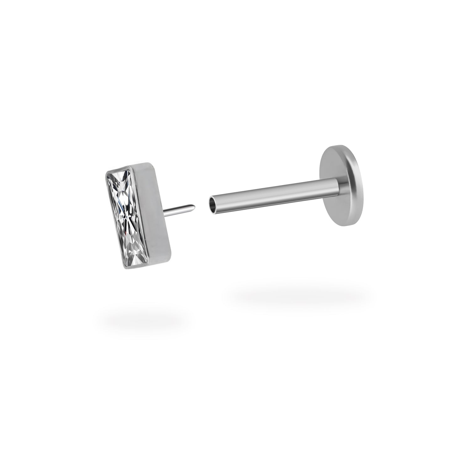 CZ Rectangle Titanium Flatback Earring