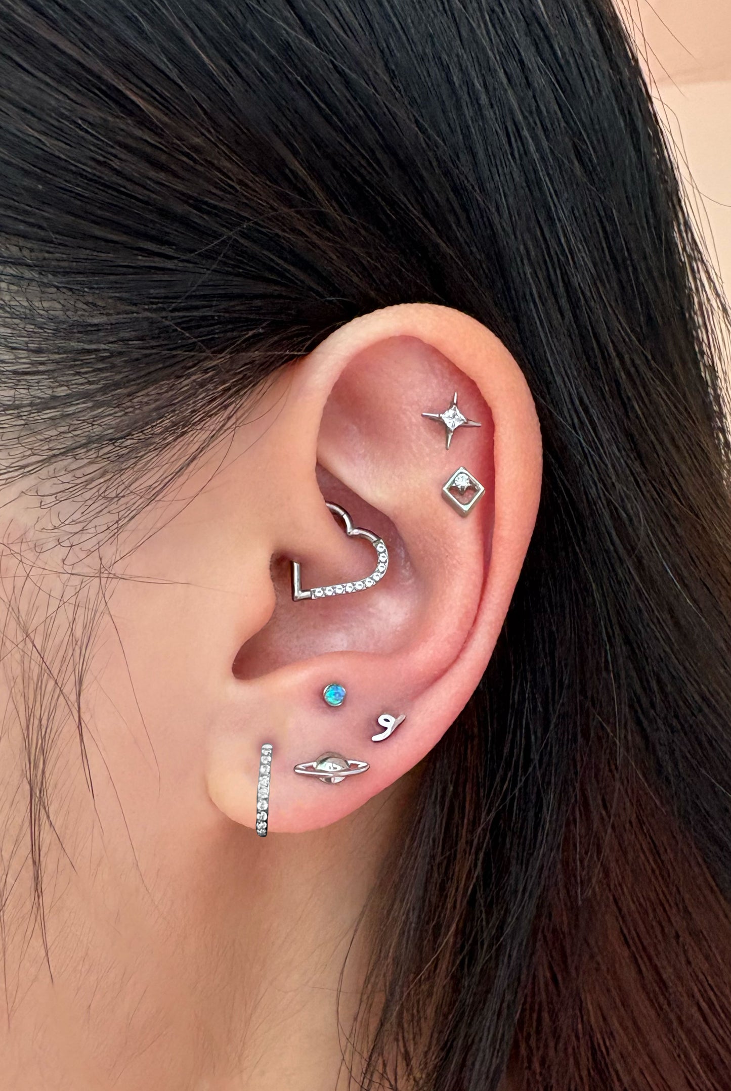 Saturn Titanium Flatback Earring