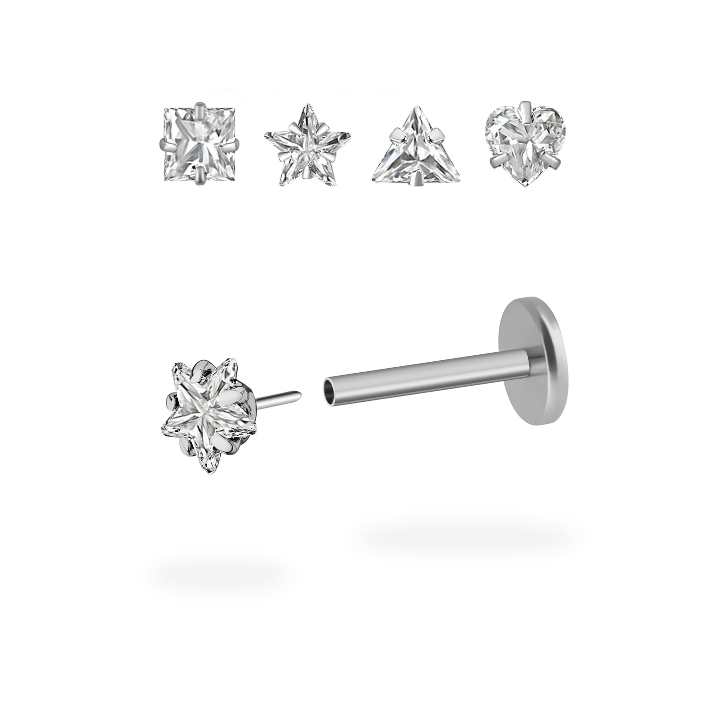 CZ Prong Titanium Flatback Earring