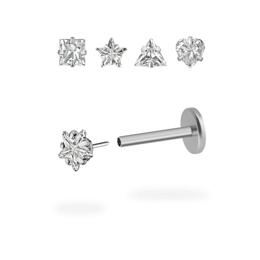 CZ Prong Titanium Flatback Earring