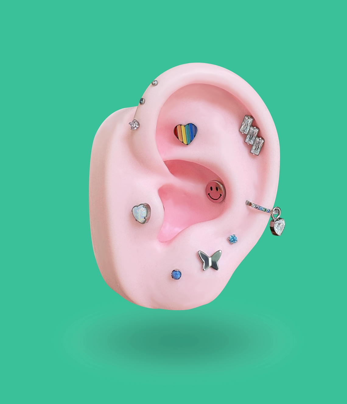 Silver Butterfly in my Stomach Titanium Flatback Earring