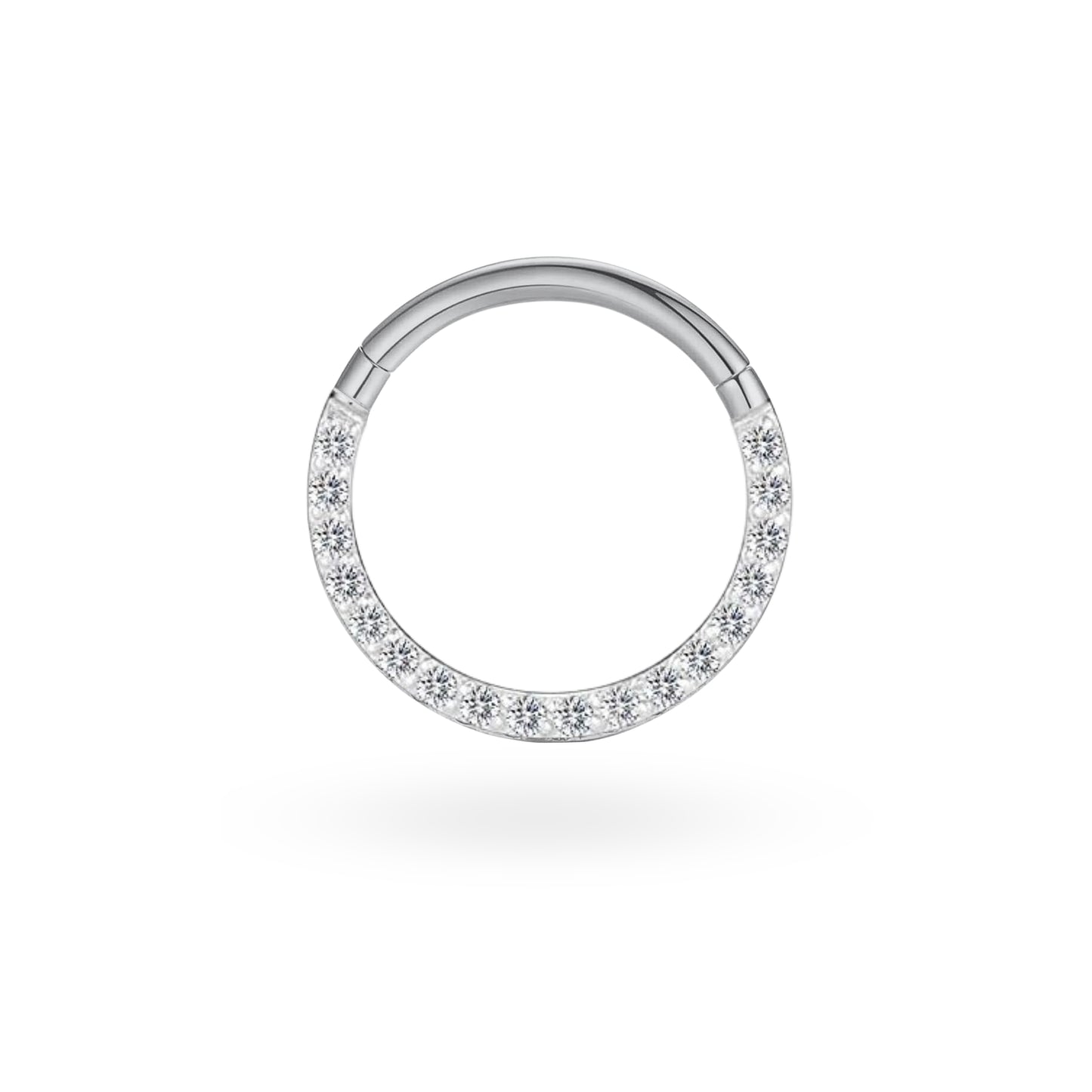 Titanium Side Studded CZ Clicker Hoop