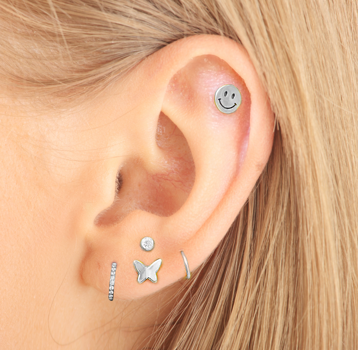 Silver Butterfly in my Stomach Titanium Flatback Earring