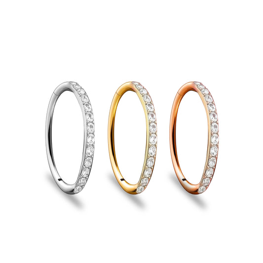 Titanium CZ Studded Slim Clicker Hoop
