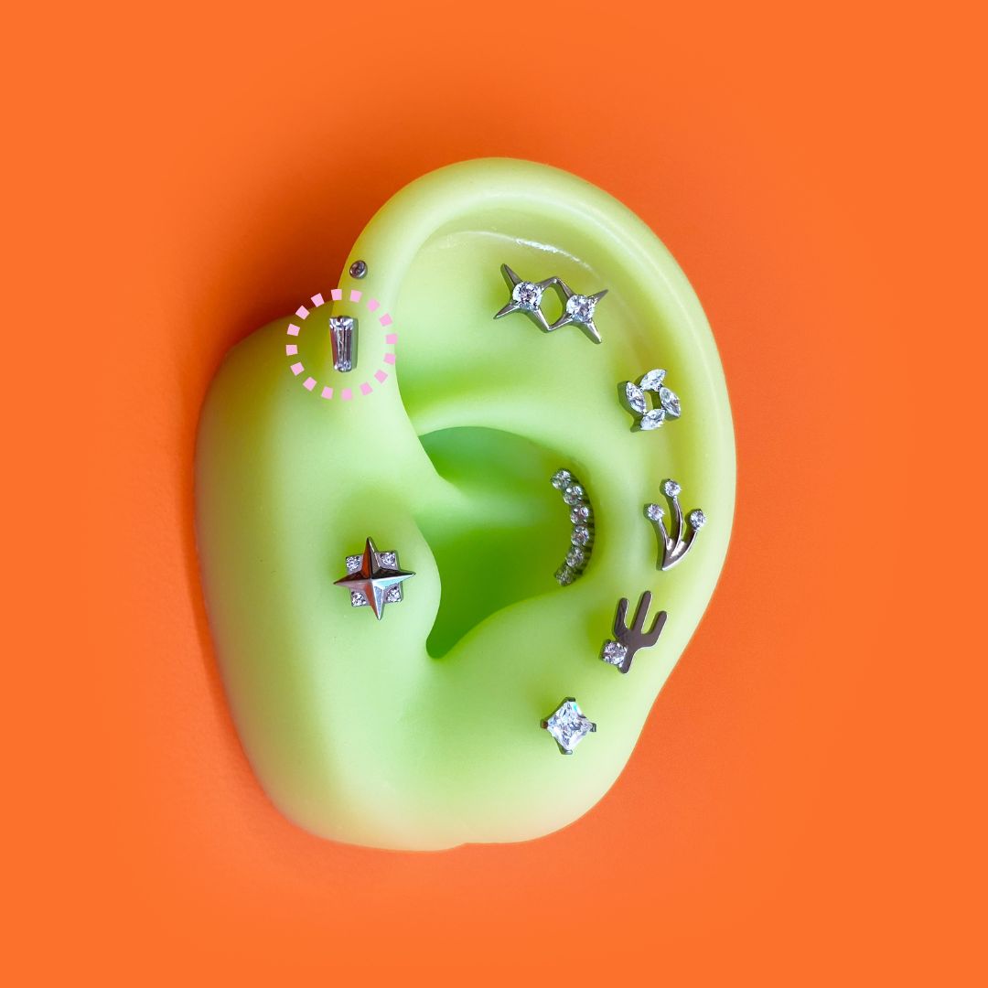 Trapzoid CZ Flatback Titanium Earring