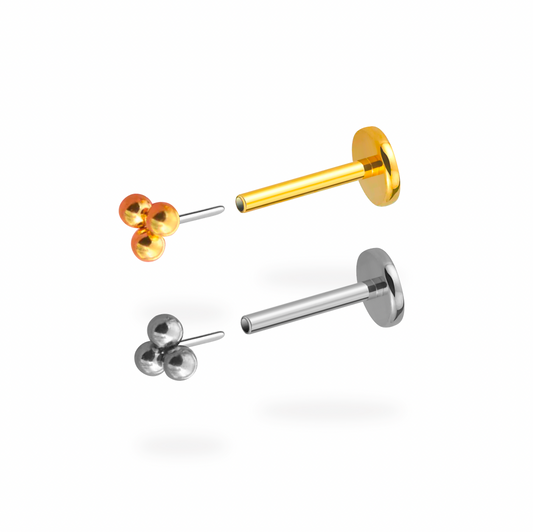 Triple Dot Flatback Titanium Earring