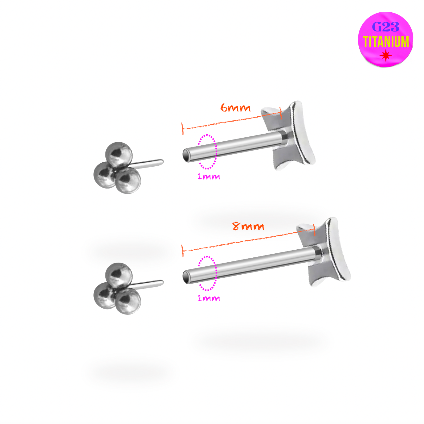 Triple Dot / Bling Star Reversible Titanium Flatback Earring