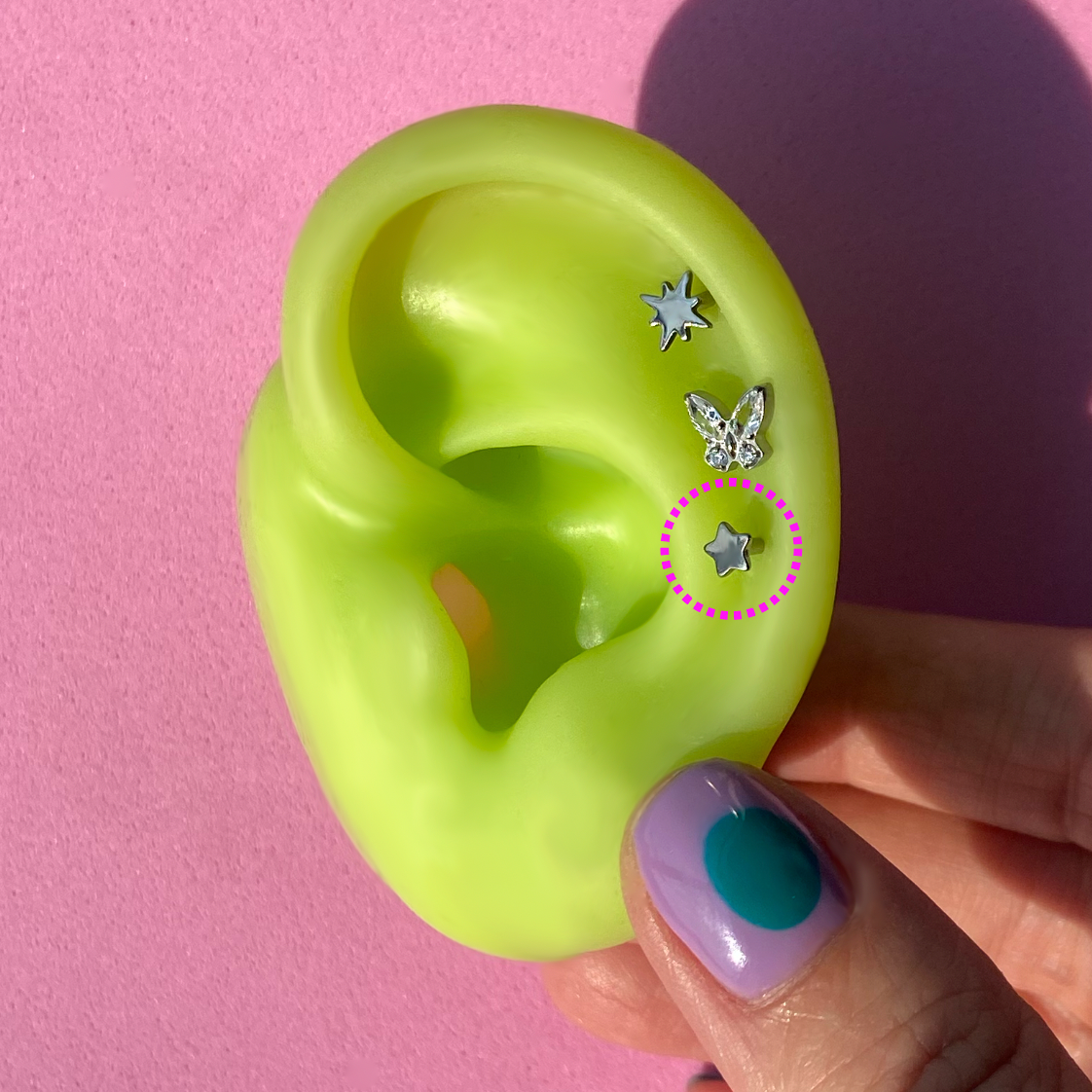 Star/CZ Titanium Reversible Earring