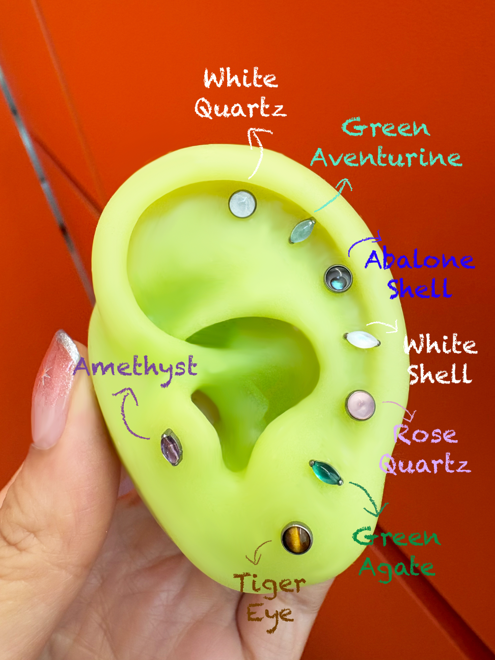 Natural Stones & Shells Marquise Titanium Flatback Earring