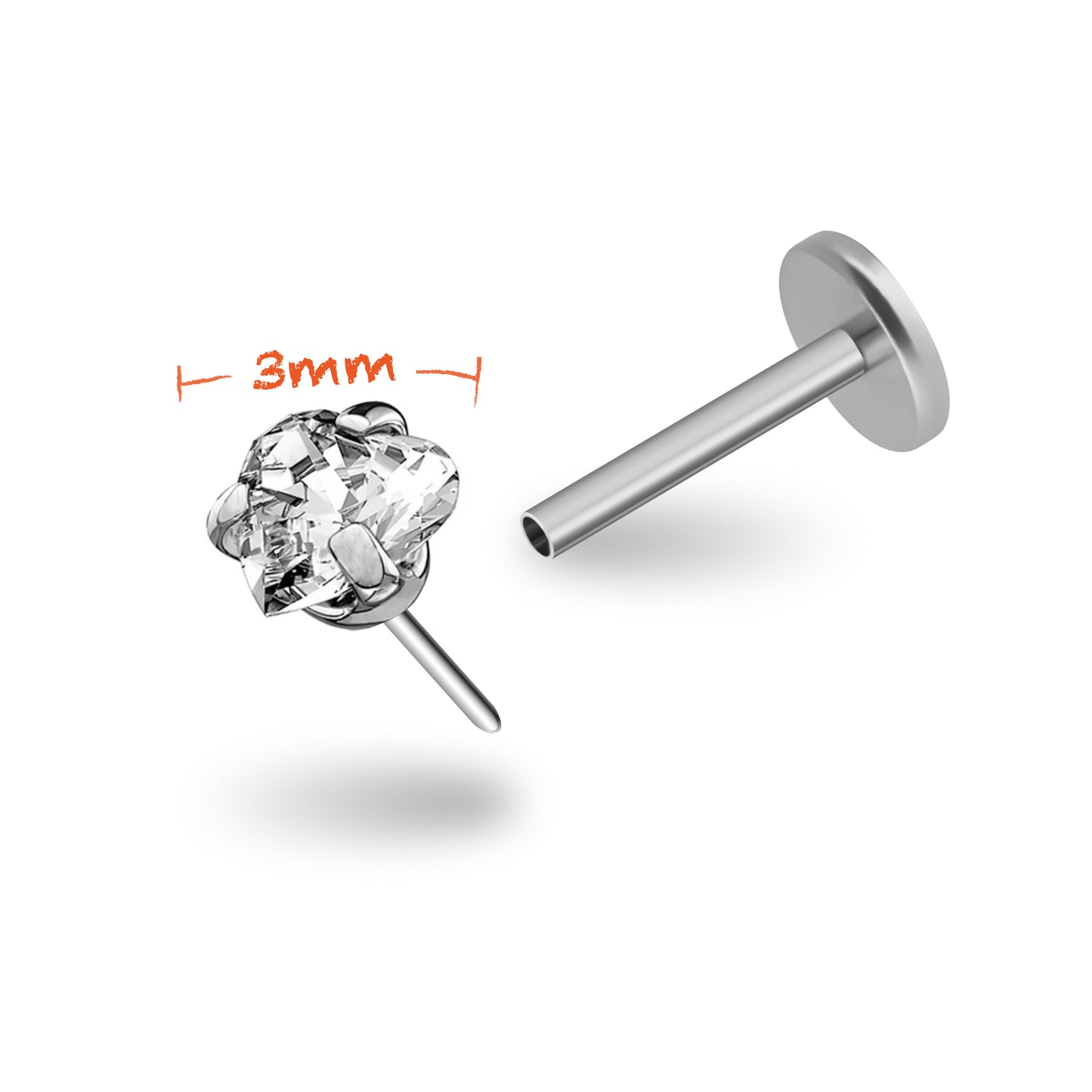 CZ Prong Titanium Flatback Earring