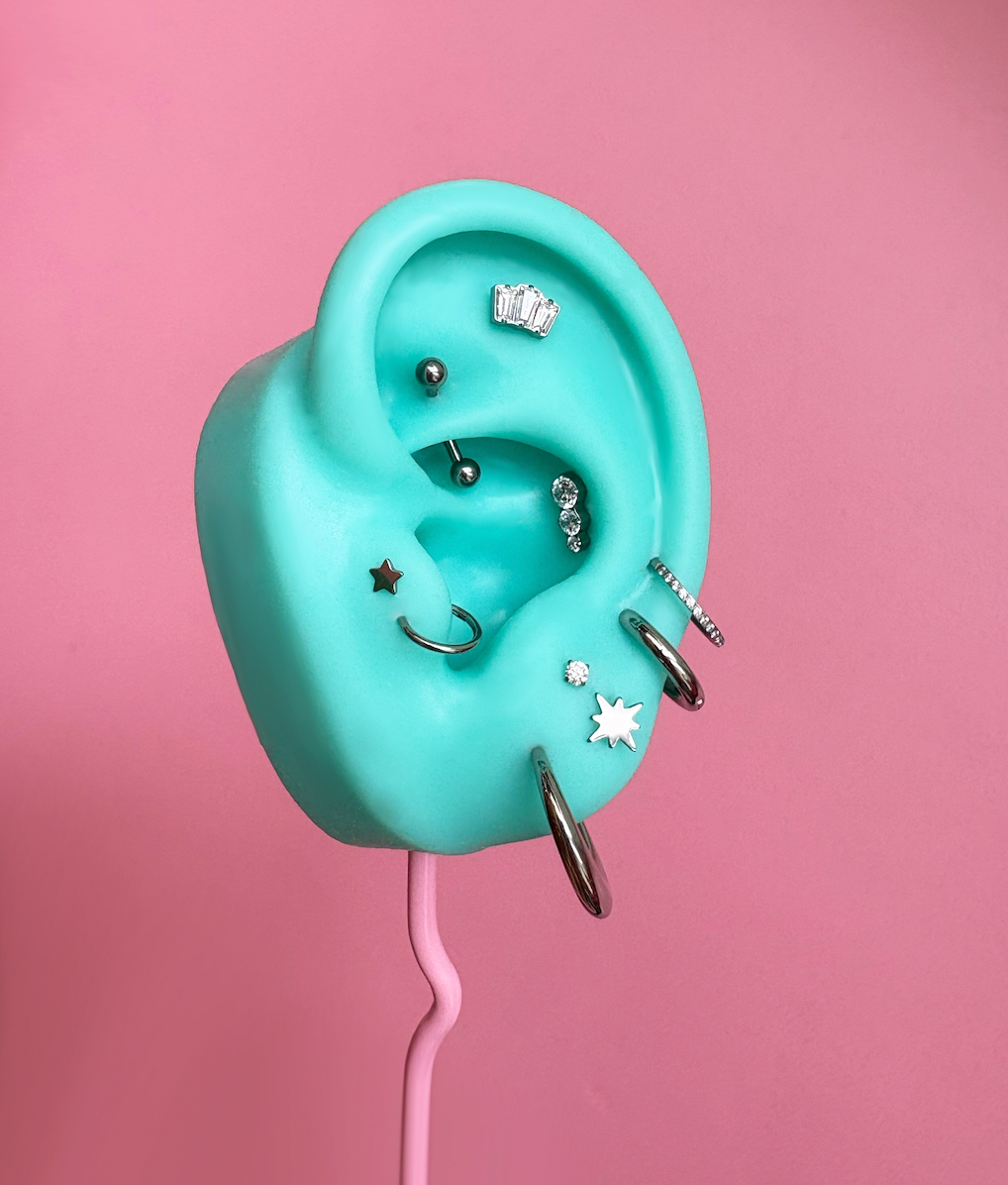 CZ Drizzle Titanium Flatback Earring